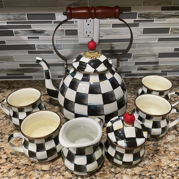 Mackenzie Childs Tea Kettle 7pc Set - Picture 5 of 7
